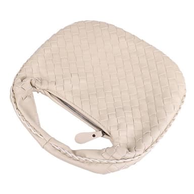 Flätad axelväska i hållbart PU-material med rymlig interiör - Beige