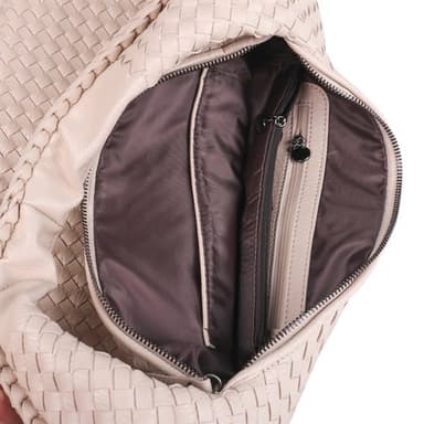 Flätad handväska i veganskt läder med stilren design - Rosa