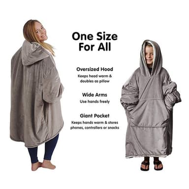Oversize hoodie filt i ultramjuk fleece - grå