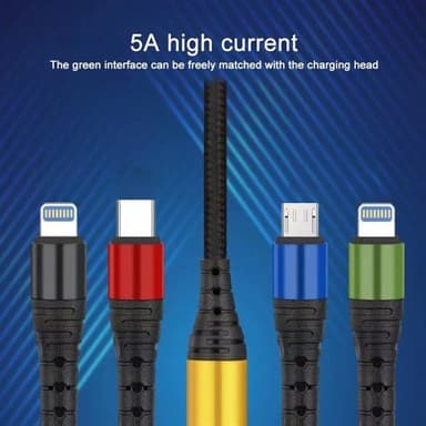 4i1 USB Laddkabel med  Micro-USB,  USB-C & Lightning x2