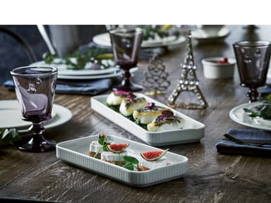 Pillivuyt Plissé Dish rectangular 24 x 12 cm White