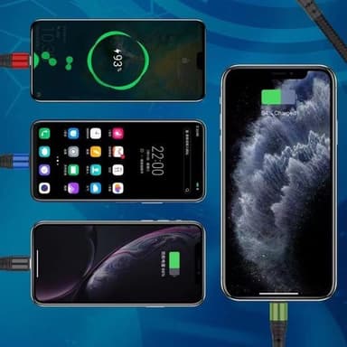 4i1 USB Laddkabel med  Micro-USB,  USB-C & Lightning x2