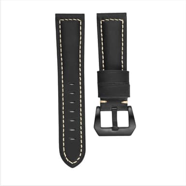 Klockarmband i äkta läder Svart 22 mm