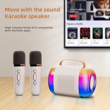 Y5-Dubbelmikrofon Karaoke-maskin med Bluetooth-högtalare