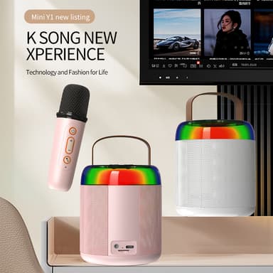 Y2-Single Mic Allt-i-ett Karaoke Bluetooth-högtalare Vit