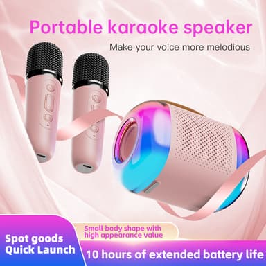 Y5-Dubbelmikrofon Karaoke-maskin med Bluetooth-högtalare
