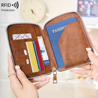 RFID-Passfodral - Säker Reseplånbok & Dokumentarrangör Brun