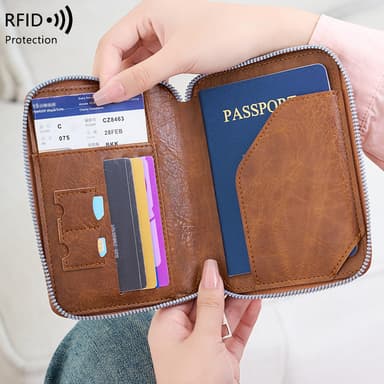 RFID-Passfodral - Säker Reseplånbok & Dokumentarrangör Brun