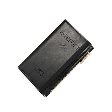 Slim RFID-blockerande passfodral - reseplånbok med flera fack Svart