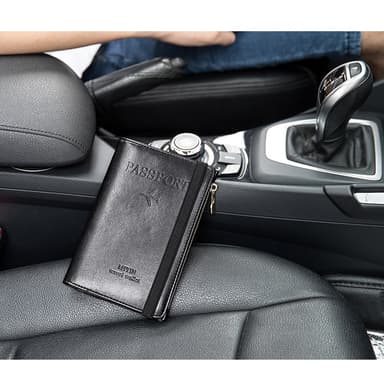 Slim RFID-blockerande passfodral - reseplånbok med flera fack Svart