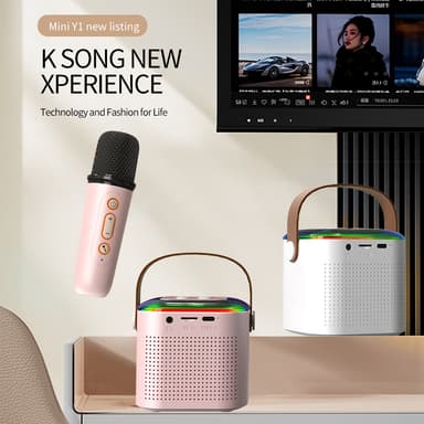Hemkaraoke Bluetooth-högtalarmikrofon Y1 - Enkelmikrofon Vit