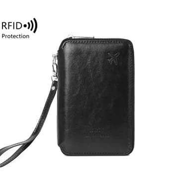 Svart passfodral i PU-läder med RFID-blockering