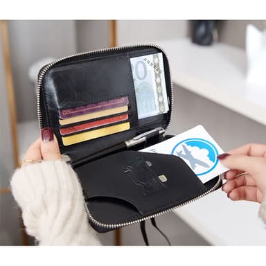Svart passfodral i PU-läder med RFID-blockering