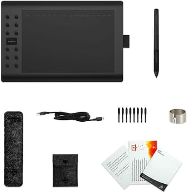 Professionell grafisk ritplatta med 12+16 programmeringsknappar. Kompatibel med Windows Mac Android och den är batterifri
