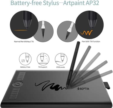 GAOMON M10K Version Pen Tablet - 25,4 x 16,9 cm grafisk tablett med 8192 tryckkänslighetsnivåer