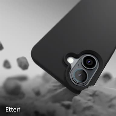 Etteri silikonskal till iPhone 16 med hål för handledsrem - Svart