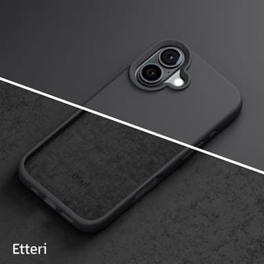 Etteri silikonskal till iPhone 16 med hål för handledsrem - Svart