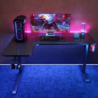 Vänstersvängt Gamingbord med kolfibertextur - Svart