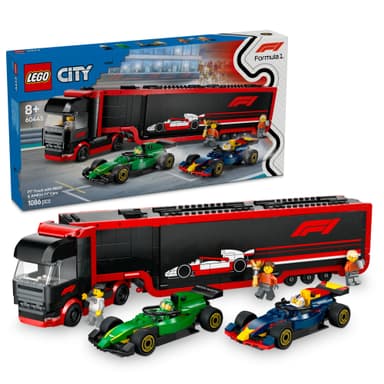 LEGO City F1 lastbil med RB20 & AMR24 F1 bilar 60445
