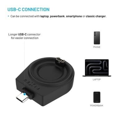 Fixed Garmin Watch trådlös USB-C-laddare