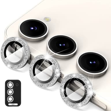 ENKAY Kamera Lins Skydd till Samsung Galaxy S25 Härdat glas Glitter