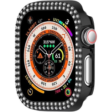 För A Watch Series 10 42mm Fodral Skal Ram Bling Rhinestone Decor - Svart