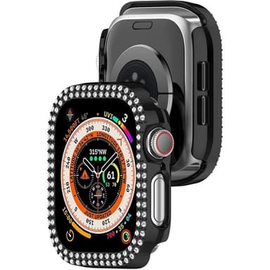 För A Watch Series 10 42mm Fodral Skal Ram Bling Rhinestone Decor - Svart