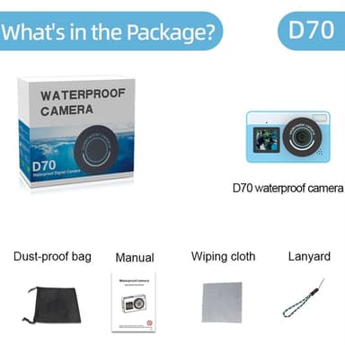 Digitalkamera Dubbla skärmar Vattentät Kamera + 32 GB kort + kortläsare - Rosa