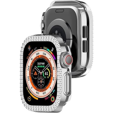 För A Watch Series 10 42mm Fodral Skal Ram Bling Rhinestone Decor - Silver