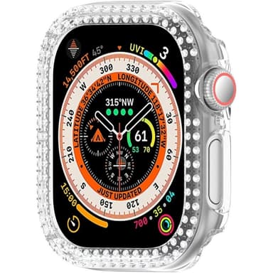 För A Watch Series 10 42mm Fodral Skal Ram Bling Rhinestone Decor - Transparent