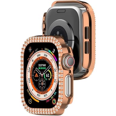 För A Watch Series 10 42mm Fodral Skal Ram Bling Rhinestone Decor - Rose Gold