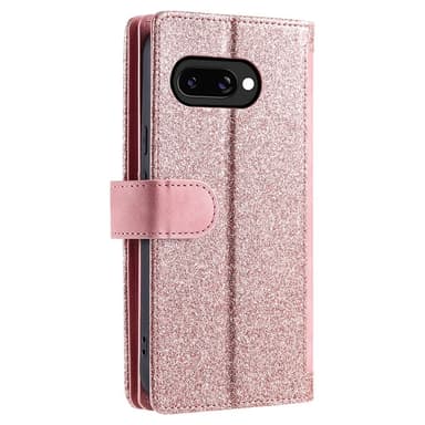 För Google Pixel 9A Fodral med Dragkedja och 9 Kortplatser – RoseGold