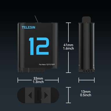 TELESIN S0-ECB-02-TGP Batteri för GoPro Hero 12 11 10 9 1720mAh Ersättning