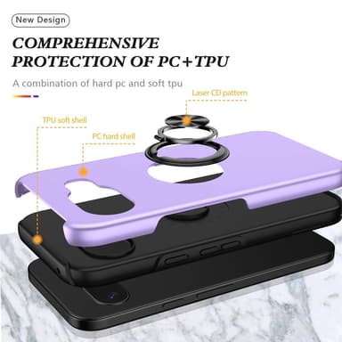 Till Pixel 9A Hybrid skal med Finger Ring - Lila