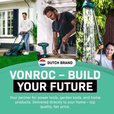 VONROC Kompostkvarn – 2500W – Strimlar grenar upp till Ø45mm – Med 45L uppsamlingspåse & säkerhetsskydd