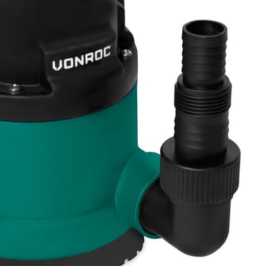 VONROC Dränkbar Pump 300W för Rent och Smutsigt Vatten – 6500L/H, Max Djup 7m, Flottör, 5mm Smutspartiklar