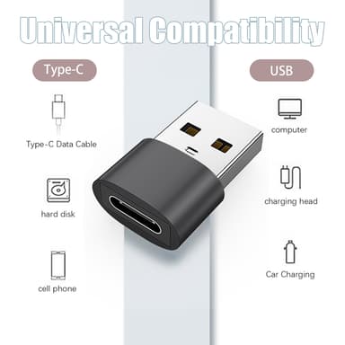 2-pack USB-C till USB-adapter för dataöverföring och laddning Svart