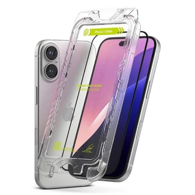 [2-Pack] Ringke iPhone 16/15 Härdat glas Skärmskydd Easy Slide - Svart