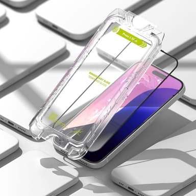 [2-Pack] Ringke iPhone 16/15 Härdat glas Skärmskydd Easy Slide - Svart