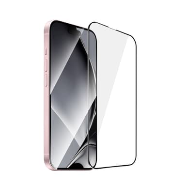 iPhone 15 Plus Härdat Glas Skärmskydd Metall Ram - Svart