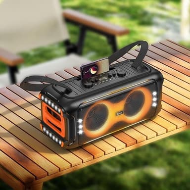 Hoco Trådlös Högtalare Med 2xTrådlösa Mikrofoner LED 60W (Karaoke Set) HA9