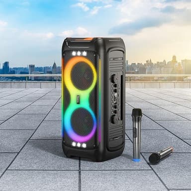 Hoco Trådlös Högtalare Med 2xTrådlösa Mikrofoner LED 60W (Karaoke Set) HA9
