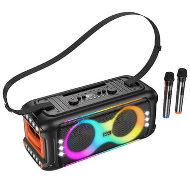 Hoco Trådlös Högtalare Med 2xTrådlösa Mikrofoner LED 60W (Karaoke Set) HA9