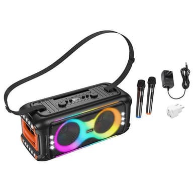 Hoco Trådlös Högtalare Med 2xTrådlösa Mikrofoner LED 60W (Karaoke Set) HA9