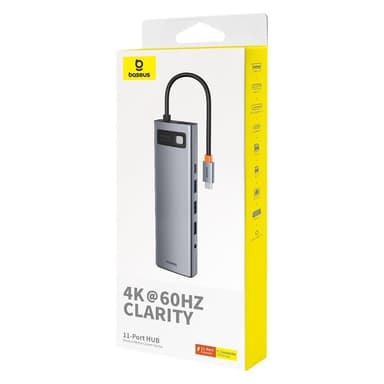 Baseus 11in1 HUB USB-C Till USB-C / 3x USB-A 3.0 - Grå