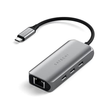 Satechi 4-i-1 USB-C-Hubb med 25 gigabit Ethernet - Rymdgrå
