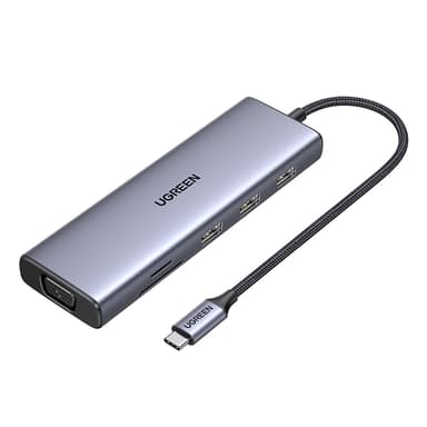 Ugreen HUB Adapter VGA, HDMI, RJ45, USB-C, SD/TF Kortläsare, USB-A