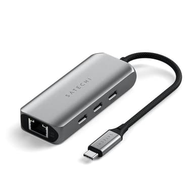 Satechi 4-i-1 USB-C-Hubb med 25 gigabit Ethernet - Rymdgrå