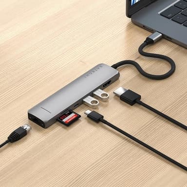 Satechi 7-i-1 HUBB USB-C Slim Multiport Adapter med Ethernet - Rymdgrå