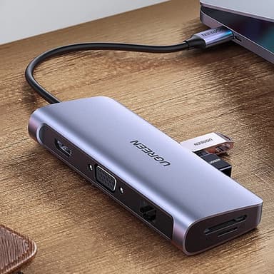 Ugreen 9in1 HUB USB-C Till USB-C, HDMI, VGA, RJ45, SD/TF Kortläsare, 3xUSB-A 3.0